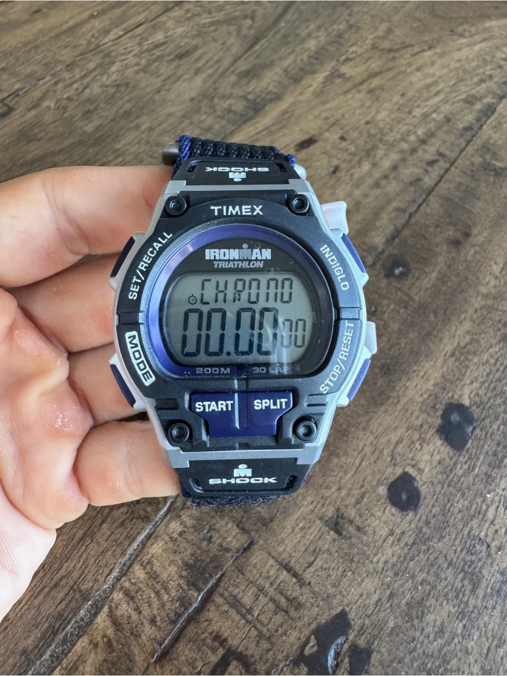 Timex T5K198 Men's Ironman Triathlon Black/Blue Nylon Strap Watch